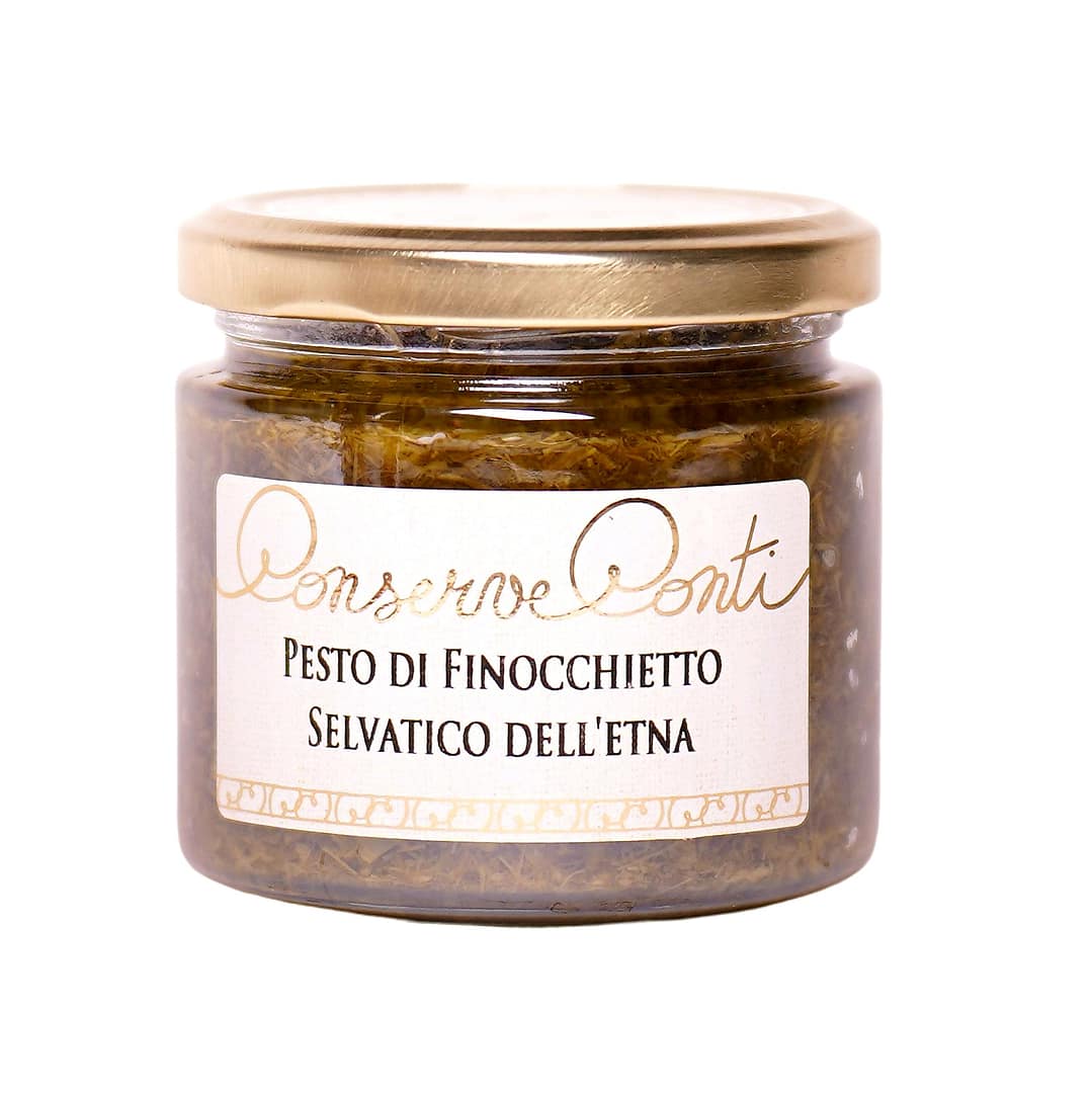 Pesto di finocchietto selvatico dell'Etna in olio extravergine d'oliva - Vaso da ml. 212 - produzione artigianale Conserve Conti