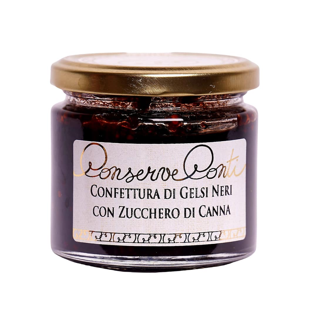 Confettura di Gelsi Neri con zucchero di canna - Vaso da ml. 212 - produzione artigianale Conserve Conti