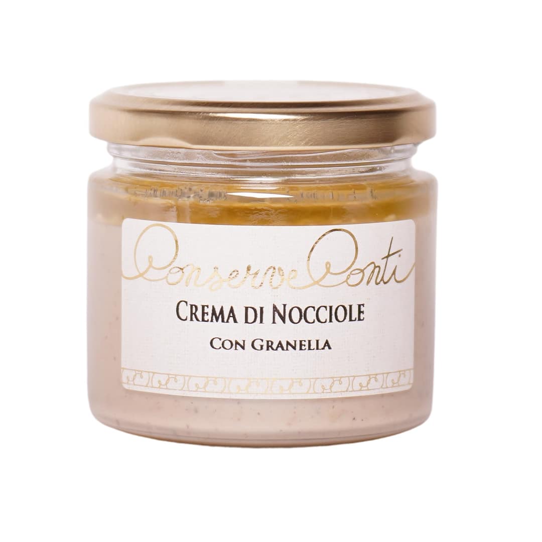 Crema dolce di Nocciole con granella - Vaso da ml. 212 - produzione artigianale Conserve Conti