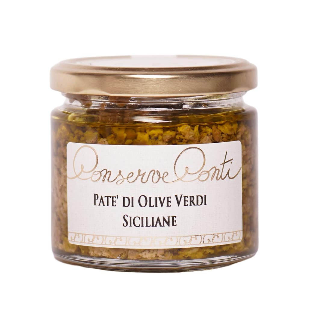 Patè di olive verdi siciliane in olio extravergine d'oliva - Vaso da ml. 212 - produzione artigianale Conserve Conti