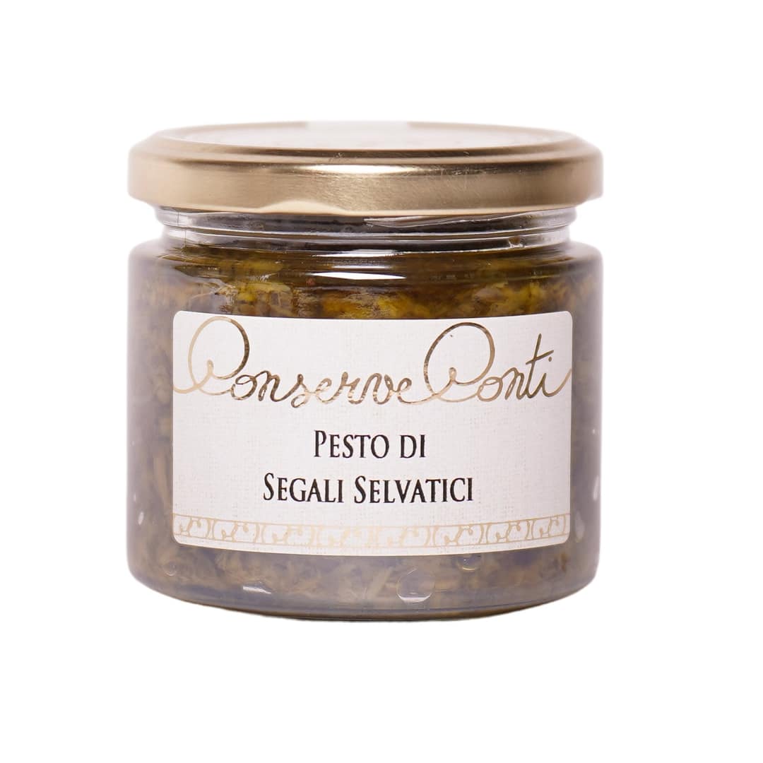 Pesto di segali selvatici in olio Extravergine d'oliva - Vaso da ml. 212 - produzione artigianale Conserve Conti