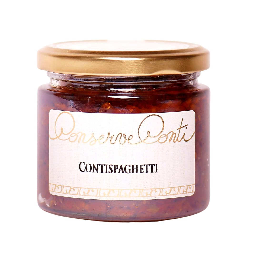 ConTispaghetti (pesto di pomodori secchi) in olio extravergine d'oliva Vaso da ml. 212 - produzione artigianale Conserve Conti