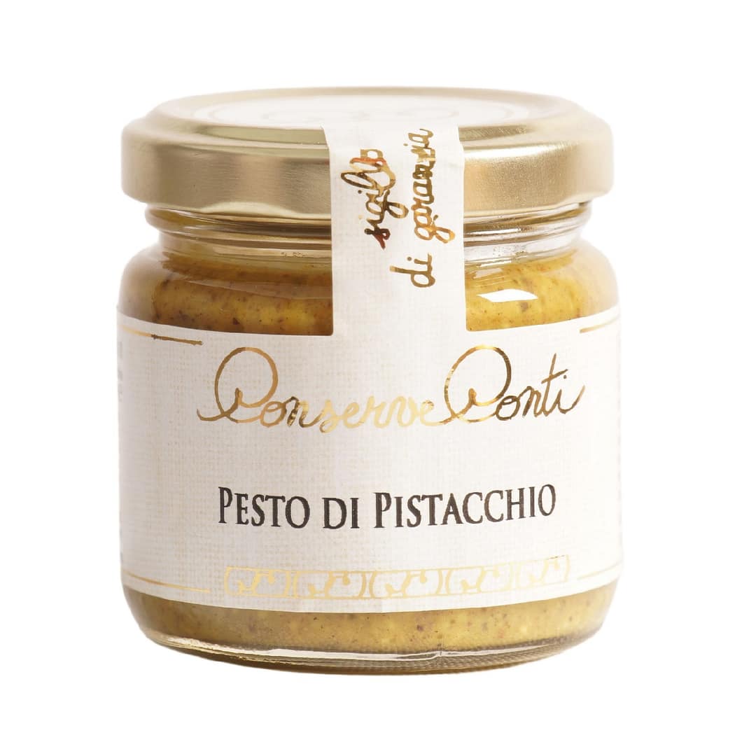 Pesto di pistacchio in olio extravergine d'oliva - Vaso da ml. 106 - produzione artigianale Conserve Conti