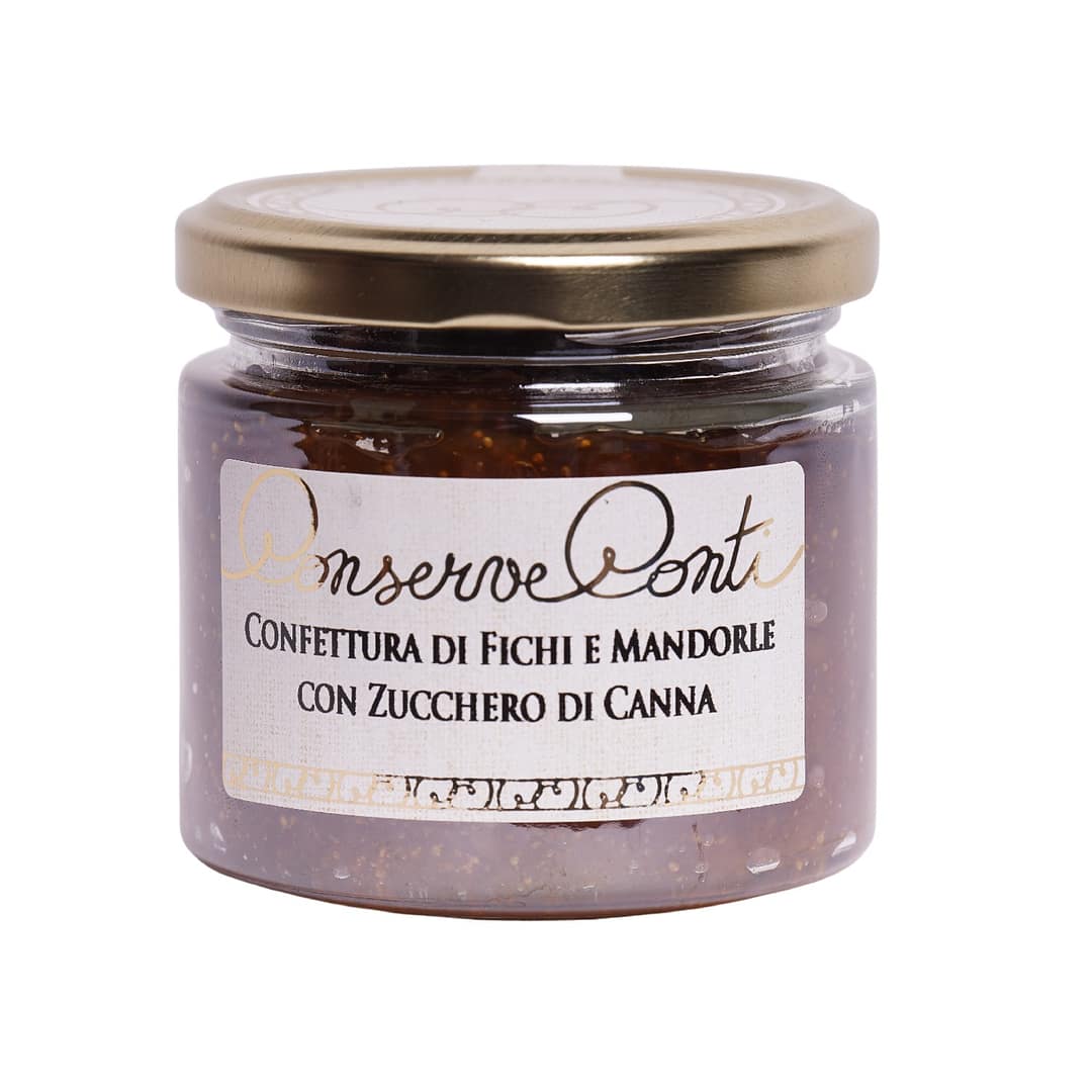 Confettura di Fichi e Mandorle con zucchero di canna - Vaso da ml. 212 - produzione artigianale Conserve Conti