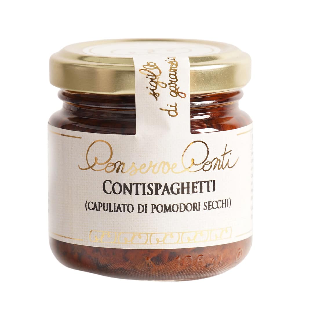 ConTispaghetti (Capuliato di pomodori secchi) in olio extravergine d'oliva Vaso da ml. 106 - produzione artigianale Conserve Conti