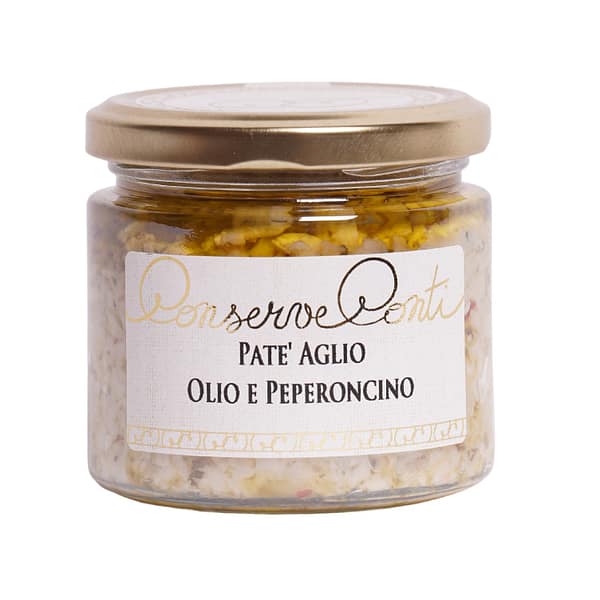 Patè Aglio Olio e Peperoncino in Olio Extra Vergine d'Oliva - produzione artigianale Conserve Conti