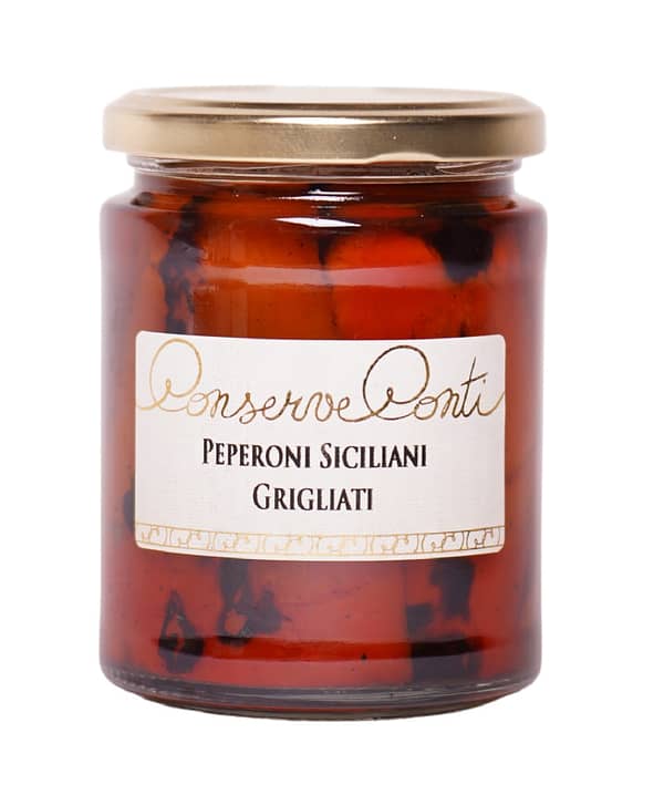 Peperoni siciliani grigliati in olio extravergine d'oliva - Vaso da ml. 314 - produzione artigianale Conserve Conti