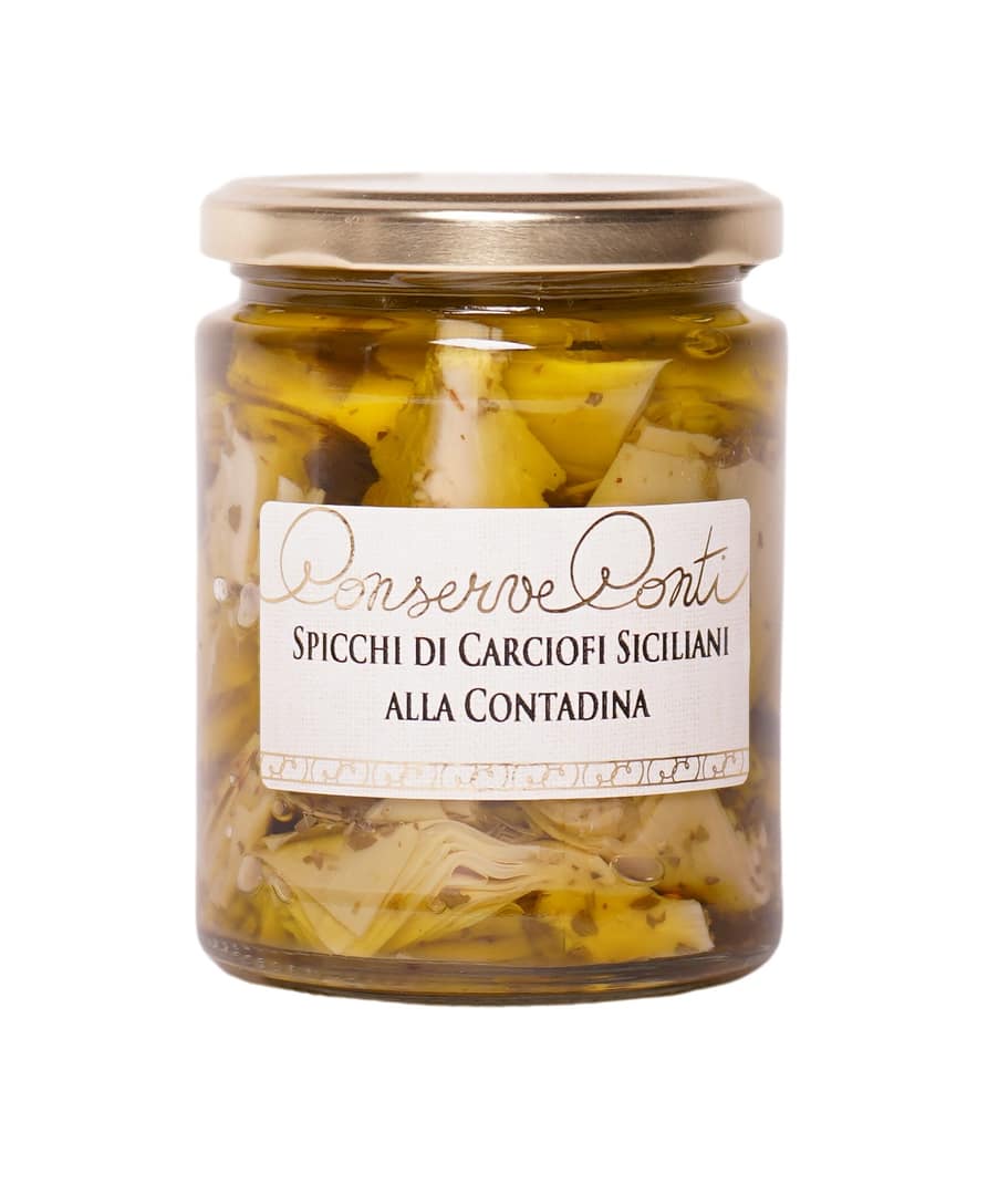 Spicchi di carciofi siciliani alla contadina in olio extravergine d'oliva - Vaso da da ml. 314 - produzione artigianale Conserve Conti