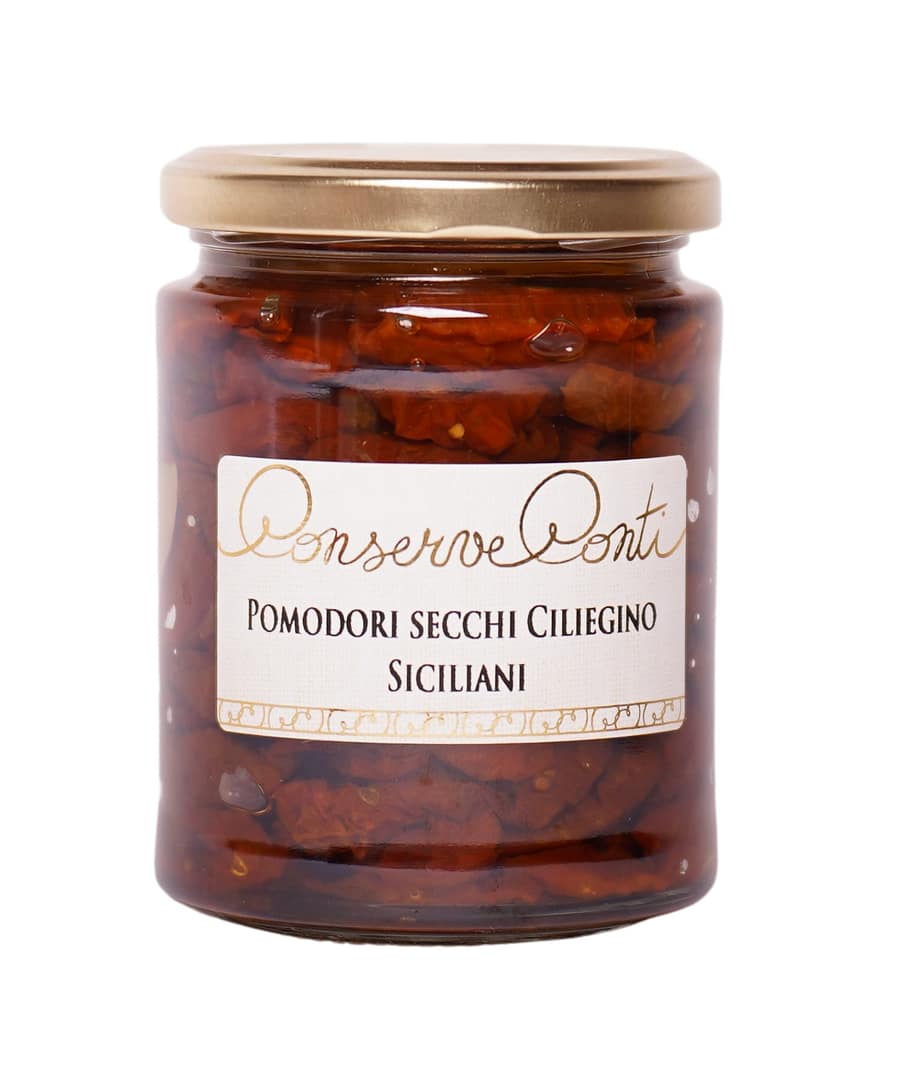 Pomodori secchi ciliegino siciliani in olio extravergine d'oliva - Vaso da ml. 314 - produzione artigianale Conserve Conti